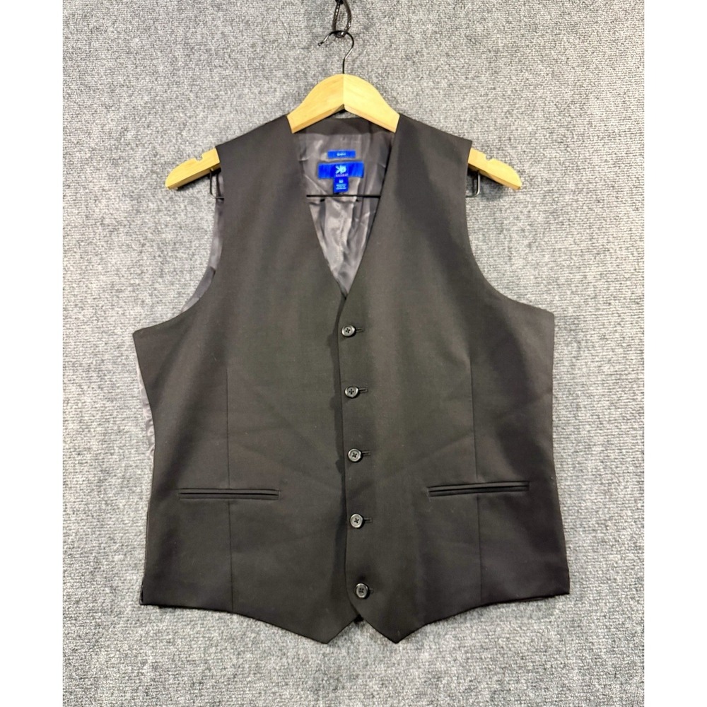 Egara Suit Vest Men M Slim Fit 100% Wool Black Formal Wedding